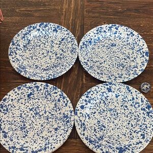 Elegant Blue Speckled Dinner Plate Set